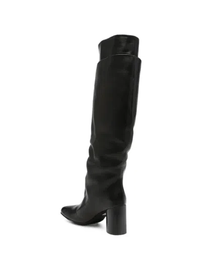 Liska Square-toe Block-heel Boots In Black