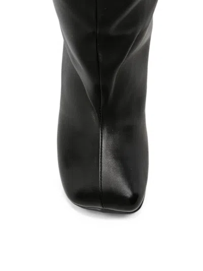 Liska Square-toe Block-heel Boots In Black