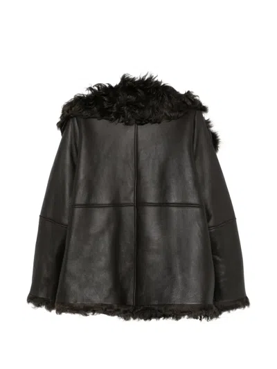 N°21 Shearling-trim Leather Jacket In Black