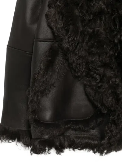 N°21 Shearling-trim Leather Jacket In Black