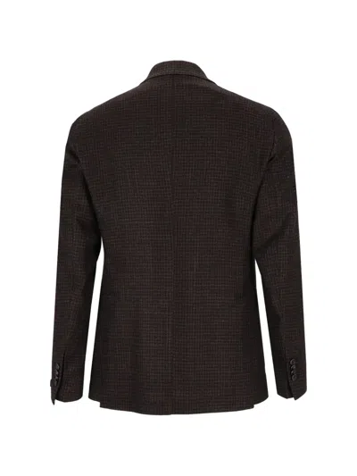 Tagliatore Double-breasted Micro-check Jacket In Black