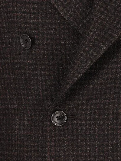 Tagliatore Double-breasted Micro-check Jacket In Black