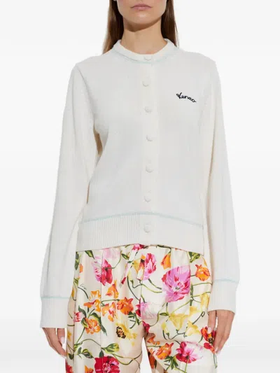 EMBROIDERED-LOGO KNIT CARDIGAN