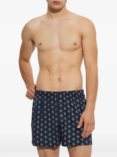 Hanro Patterned Cotton Boxers In Blue