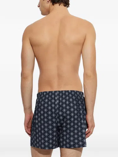 Hanro Patterned Cotton Boxers In Blue