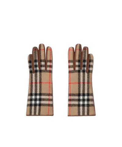 Burberry Check-pattern Gloves In Neutral