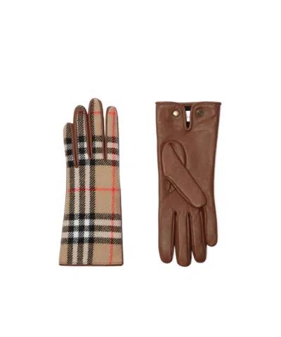 Burberry Check-pattern Gloves In Neutral