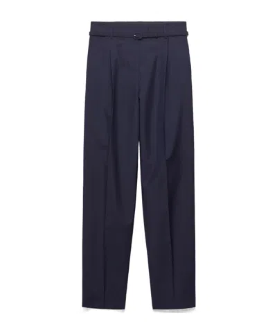 Prada High-waisted Pleated In Blue