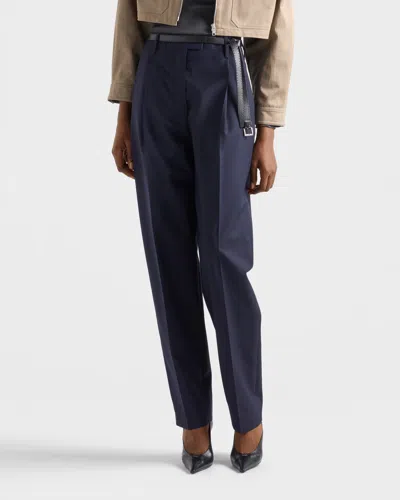 Prada High-waisted Pleated In Blue