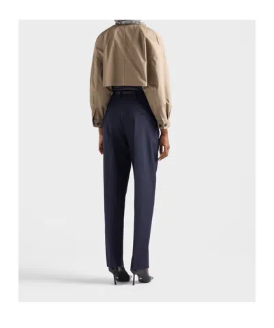 Prada High-waisted Pleated In Blue