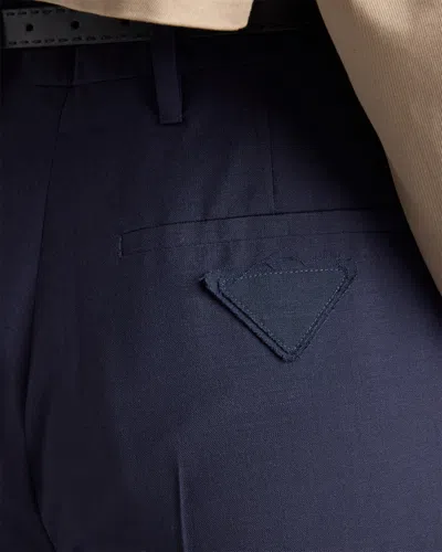 Prada High-waisted Pleated In Blue