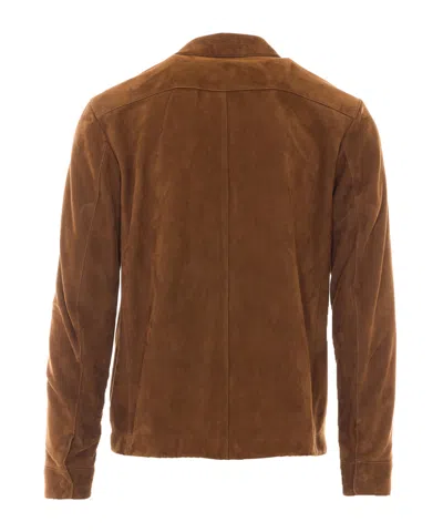 Tom Ford Single-breasted Leather Jacket In Brown
