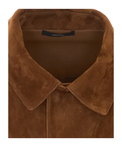 Tom Ford Single-breasted Leather Jacket In Brown