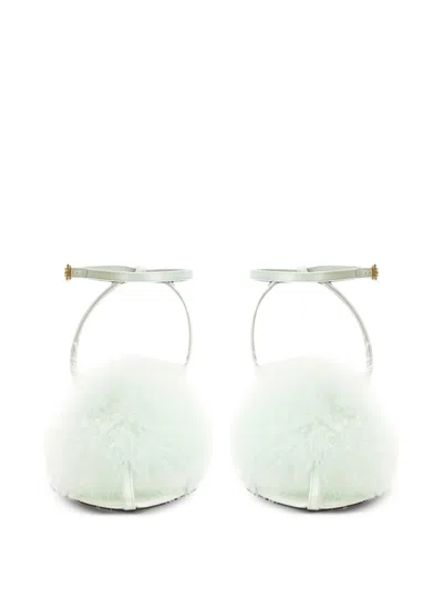 Saint Laurent Mule Mae In Satin Crepe In White