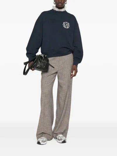 Maje Logo-embroidered Sweatshirt In Blue
