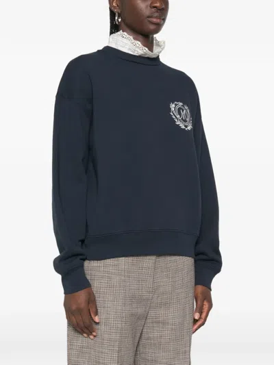 Maje Logo-embroidered Sweatshirt In Blue