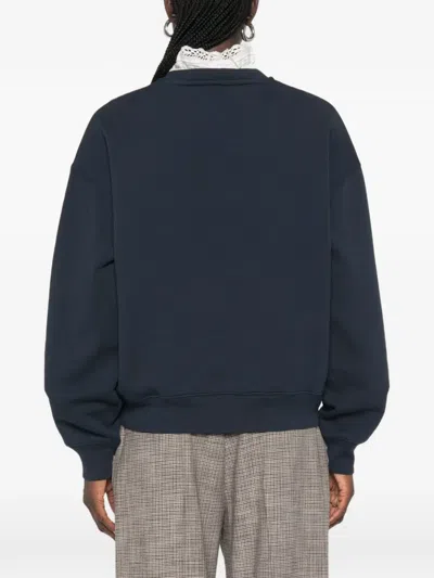 Maje Logo-embroidered Sweatshirt In Blue