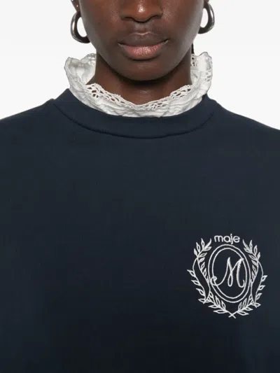 Maje Logo-embroidered Sweatshirt In Blue