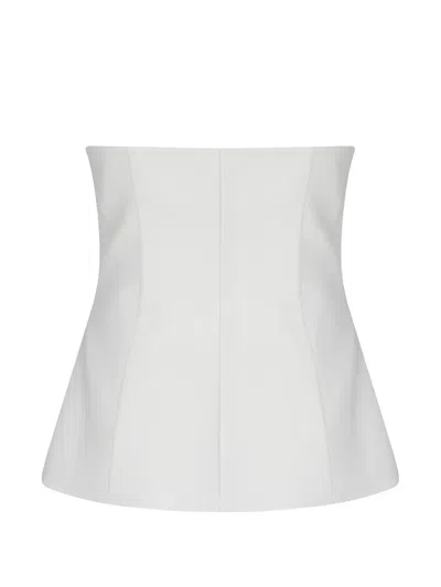 P.a.r.o.s.h Double-breasted Strapless Top In White