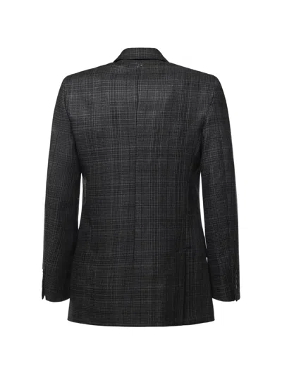 Dondup Check-pattern Double-breasted Blazer In Gray