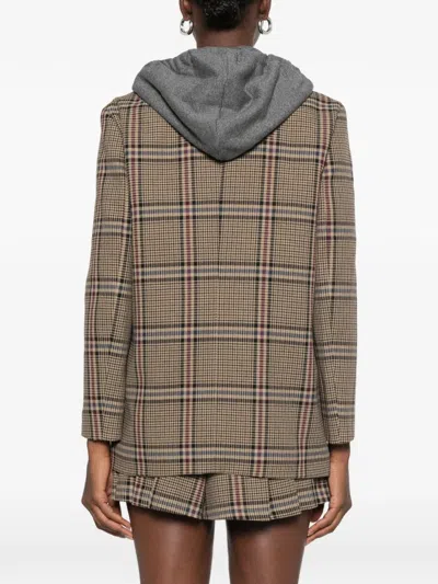 Dixie Check Double-breasted Jacket In Brown
