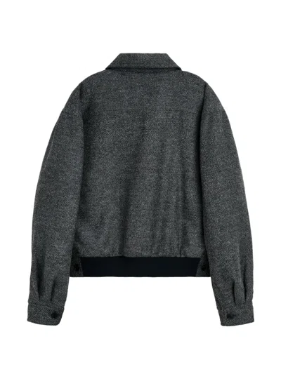 Sunflower Harrington Herringbone-pattern Jacket In Gray