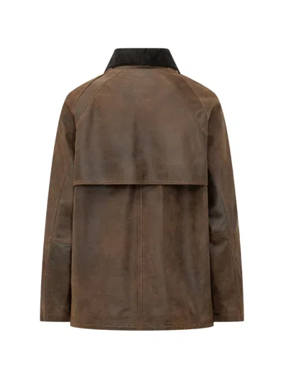 D Four Corduroy-collar Storm-flap Coat In Multi