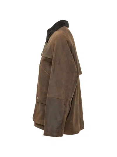 D Four Corduroy-collar Storm-flap Coat In Multi