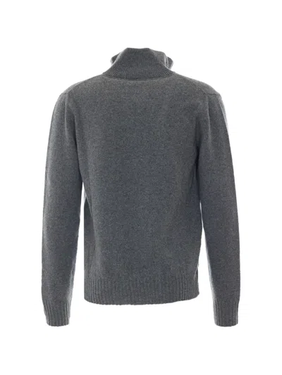 Alpha Studio Half-zip High-neck Sweater In Blue