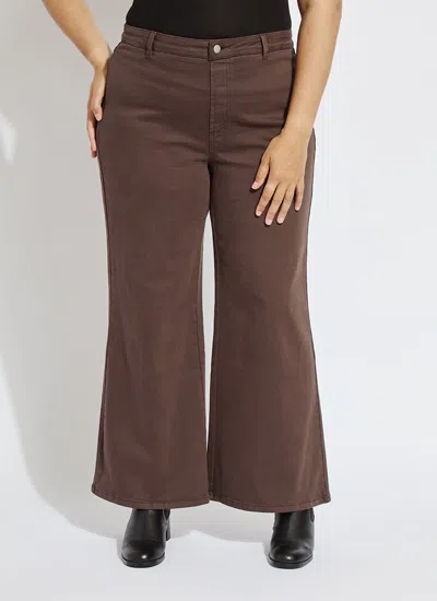 Lyssé Lysse Iris Flat Front Wide Leg Jeans In Brown