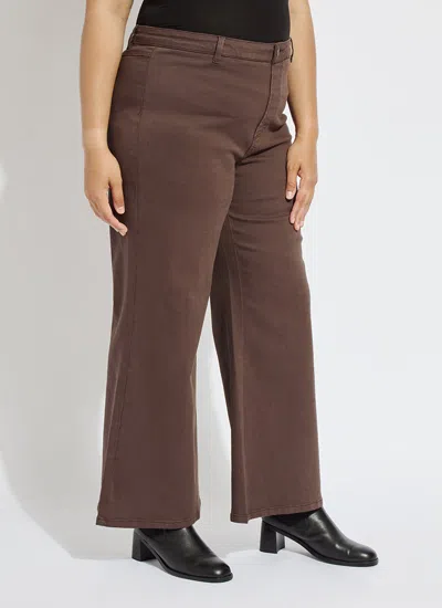 Lyssé Lysse Iris Flat Front Wide Leg Jeans In Brown