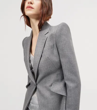 Alexander Mcqueen Mcqueen Wool Single-breasted Blazer In Gray