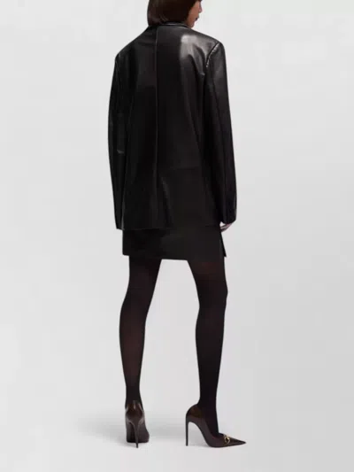 Gucci Leather Oversized Double-breasted Blazer In Black