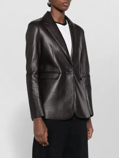 P.a.r.o.s.h Leather Suit Jacket In Black