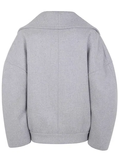 Balmain Wool Caban In Grey