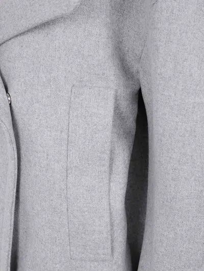 Balmain Wool Caban In Grey