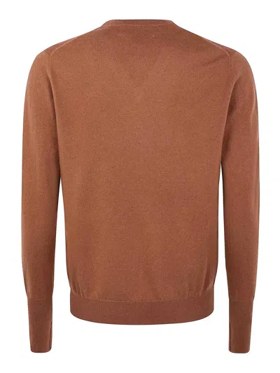 Ballantyne V Neck Pullover Argyle Pattern Knit In Brown
