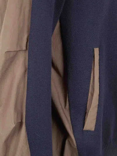 Sacai Cotton Typewriter X Knit Pullover In Blue