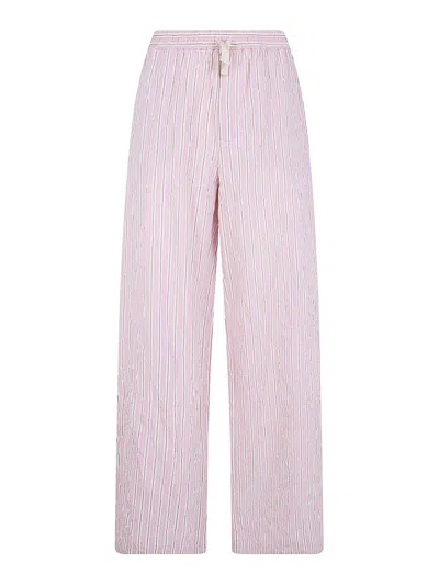 Nuur Striped Trousers With Elastic In Pink