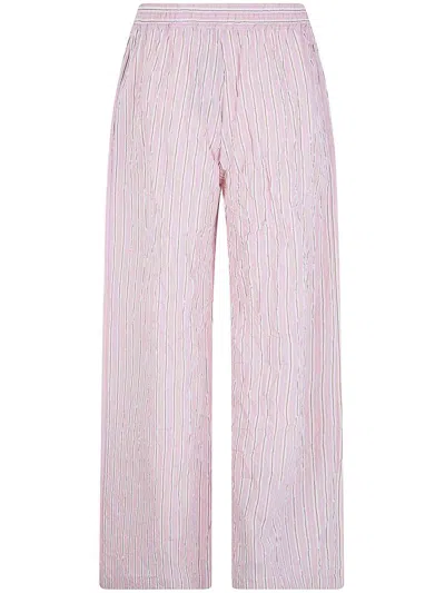 Nuur Striped Trousers With Elastic In Pink