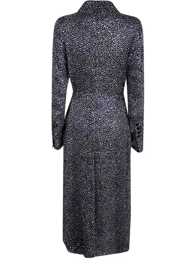 Sapio Devoree Midi Dress Belted Waist Buttons In Gray
