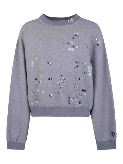 Miharayasuhiro Stud-embellished Distressed Sweatshirt In Gray