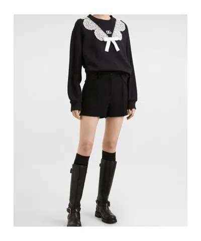 Dolce & Gabbana Lace-detail Sweatshirt In Black