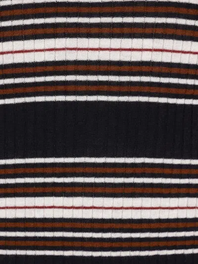 Max Mara Blue Ribbed Knit Msttallero Striped Fitted Polo Shirt In Multi