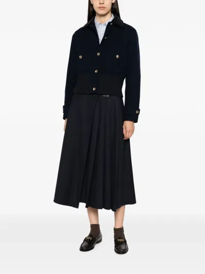 Maje Button-up Wool-blend Jacket In Blue