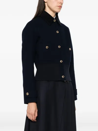 Maje Button-up Wool-blend Jacket In Blue