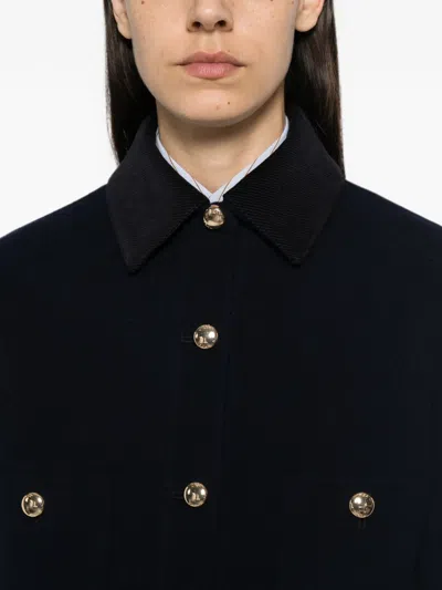 Maje Button-up Wool-blend Jacket In Blue