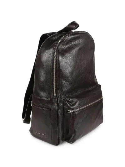 Orciani Grained Leather Backpack In Brown