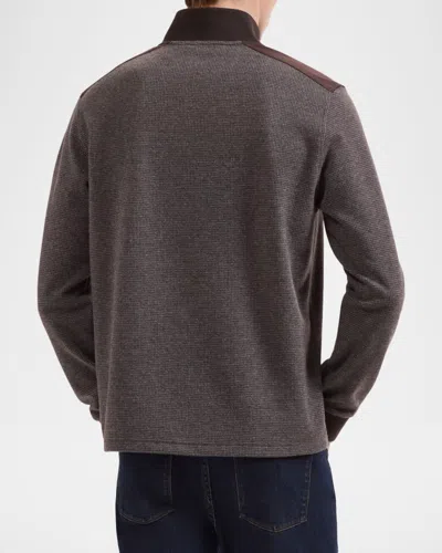 Bugatchi Quarter Zip Knit Pullover In Brown