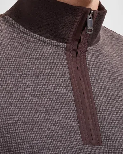 Bugatchi Quarter Zip Knit Pullover In Brown